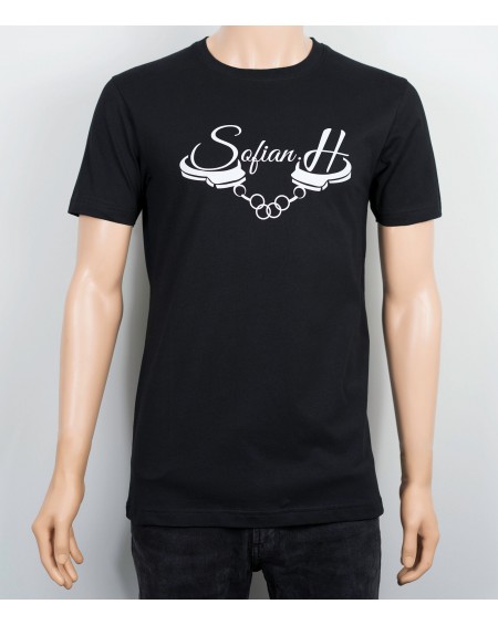 t shirt sofian h noir menottes homme signature