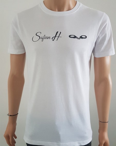 T-Shirt à imprimé logo dissocié blanc