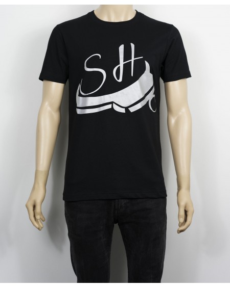 t shirt homme reflechissant homme noir sofian h initiales
